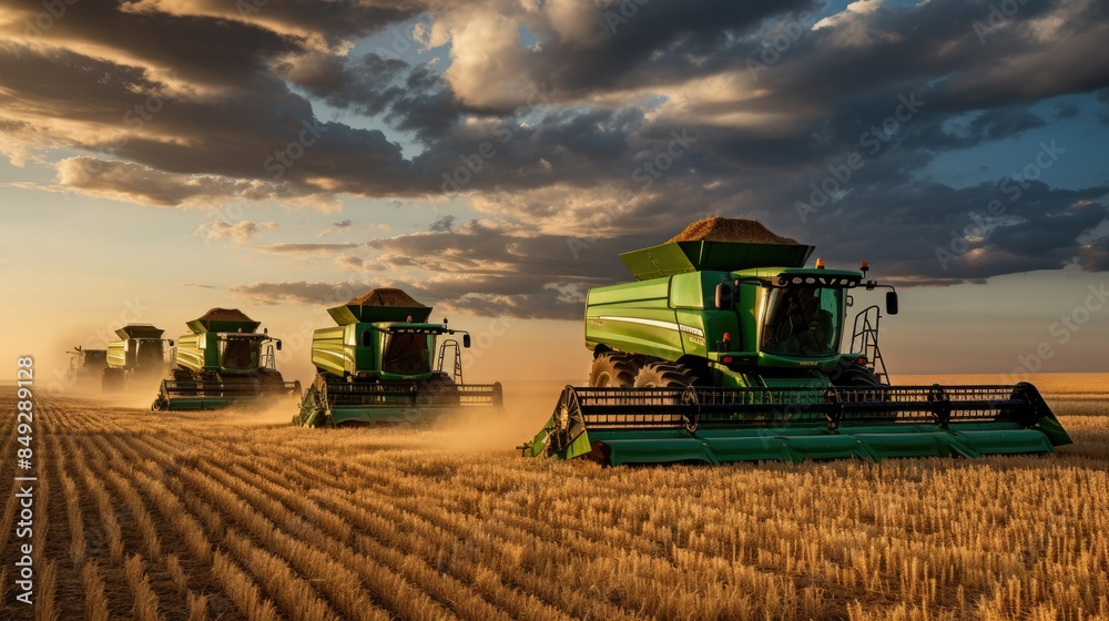 Fototapeta premium combine harvester on field