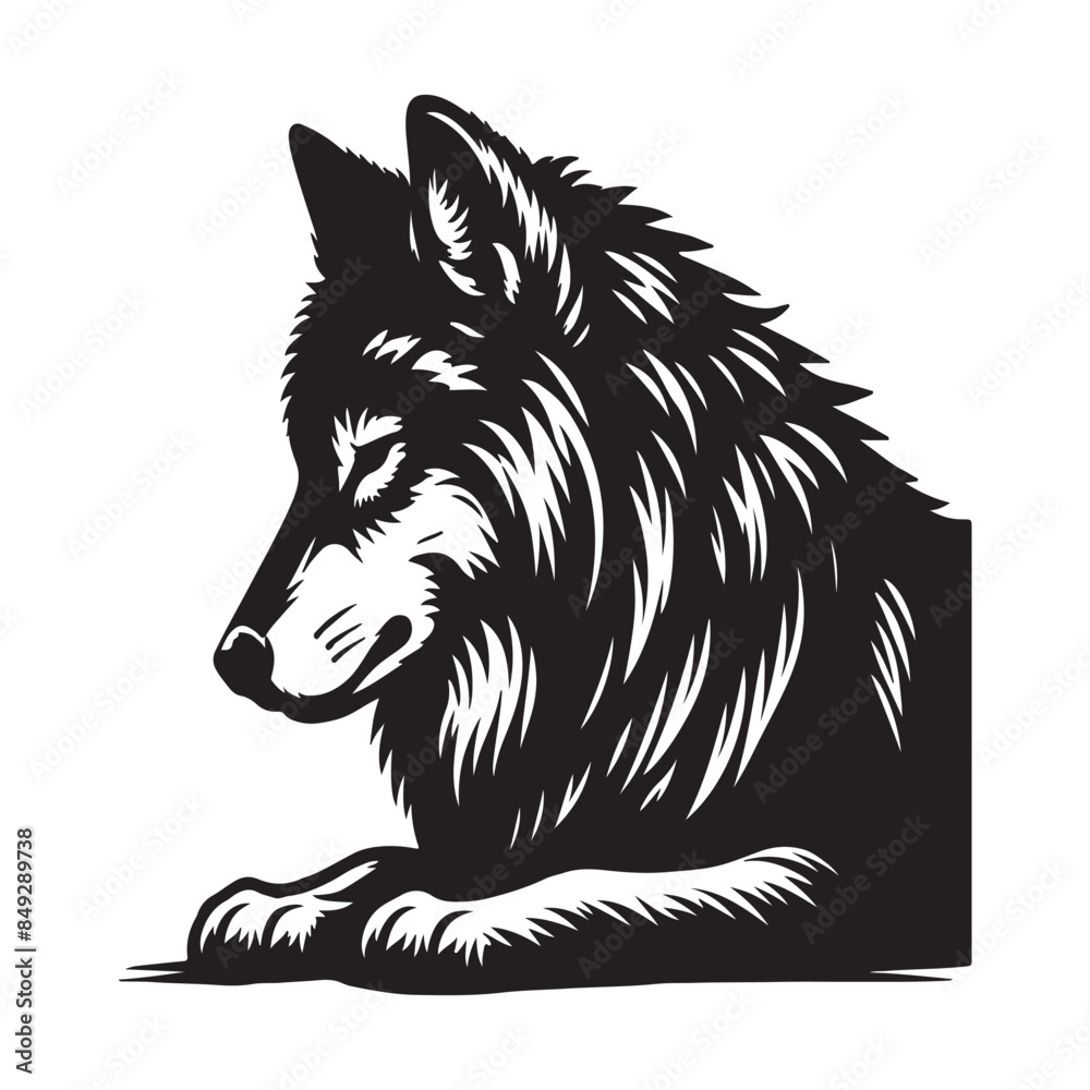 Obraz premium Gray Wolf Silhouette Vector Art