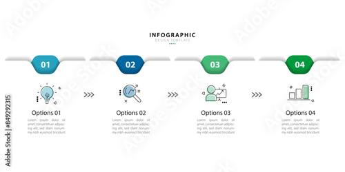 Timeline infographic template. 4 Step timeline journey, calendar Flat simple infographics design template. presentation graph. Business concept with 4 options, vector illustration.