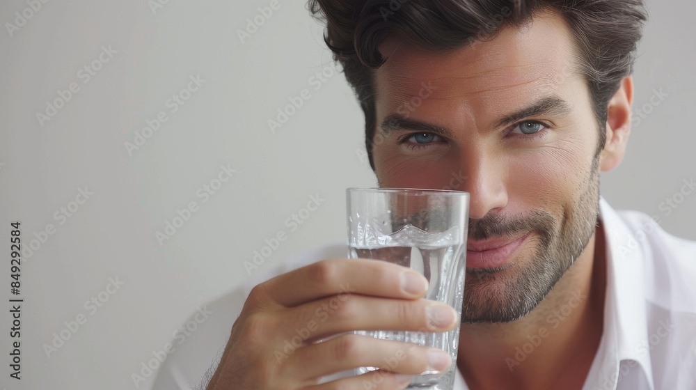 Man drinking water from a glass Man drinking water from a glass
