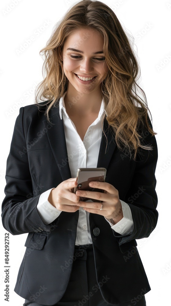 Beautiful businesswoman smiling using a mobile phone Beautiful businesswoman smiling using a mobile phone