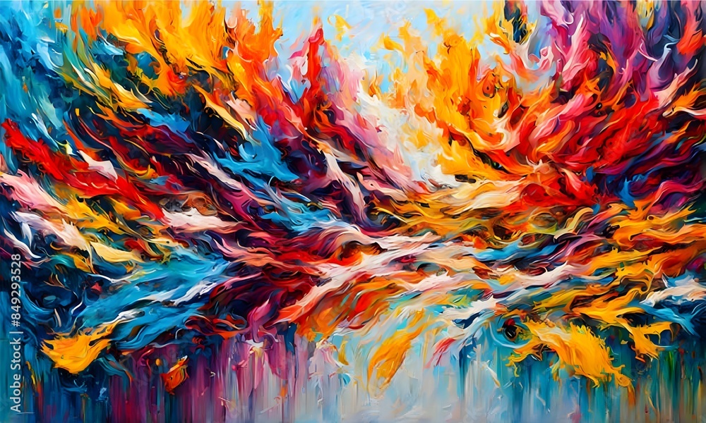 abstract colorful oil painting oil paint texture with brush and palette knife strokes