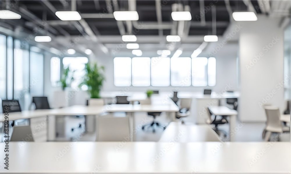 Blur focus of White open space office interior can be used as background Blur focus of White open space office interior can be used as background
