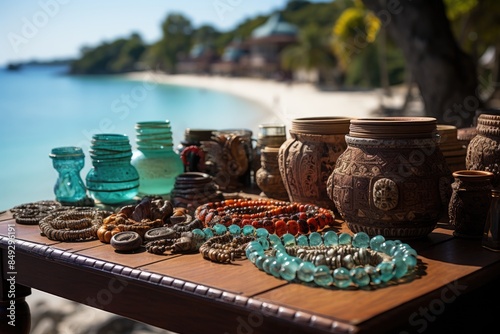 Souvenir seaside zanzibar market., generative IA photo