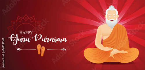 happy guru Purnima Indian Festival honoring of spiritual teacher vector poster
