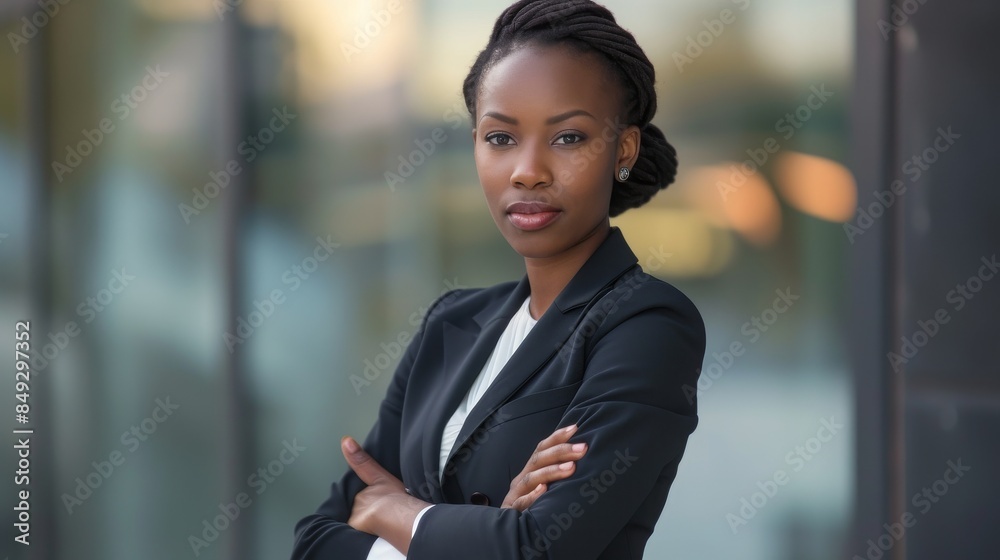 Beautiful business woman stands calmly and ready to work Beautiful business woman stands calmly and ready to work