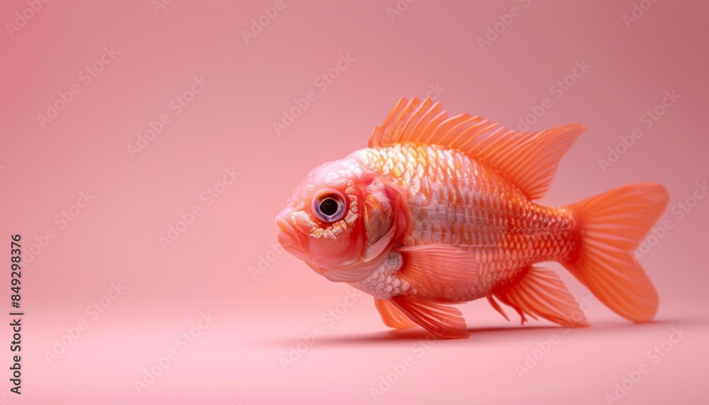 cute fish sitting on a solid pastel background with space above for text cute fish sitting on a solid pastel background with space above for text