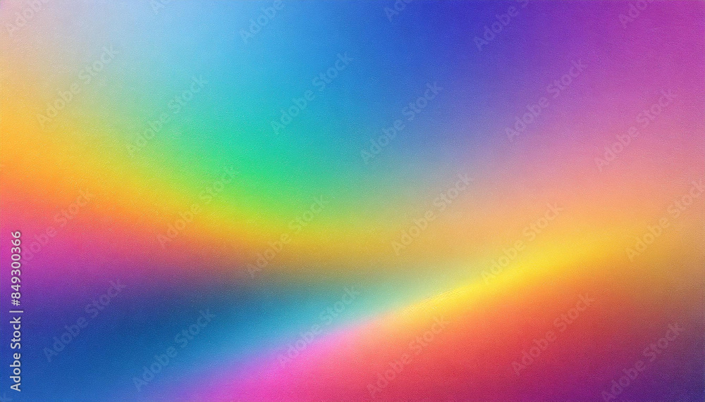 Obraz premium iridescent bright rainbow gradient abstract background, grainy noise texture, cinematic backdrop for product presentation with copy space, lgbt queer pride month