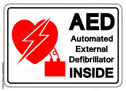 AED Automated External Defibrillator Inside Symbol Sign, Vector Illustration, Isolate On White Background Label .EPS10