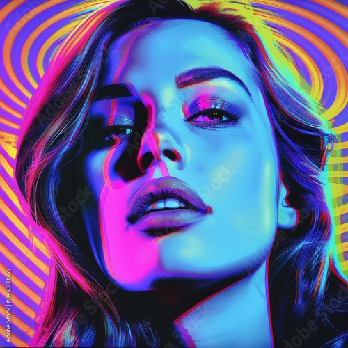 Retro Pop Art Portrait, with bold colors and comic book-inspired style, hyperrealistic 4K photo.