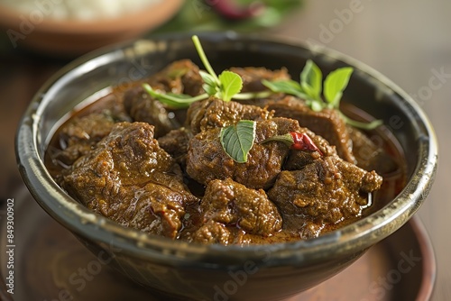 Mutton curry with beef stew rendang, Generative AI.