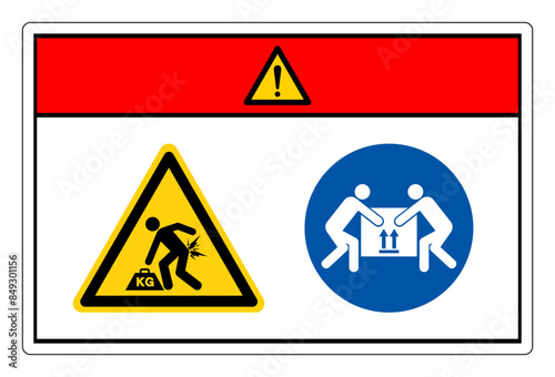 Danger Lift Hazard Use Team Lifting Required Symbol Sign,Vector Illustration, Isolated On White Background Label. EPS10