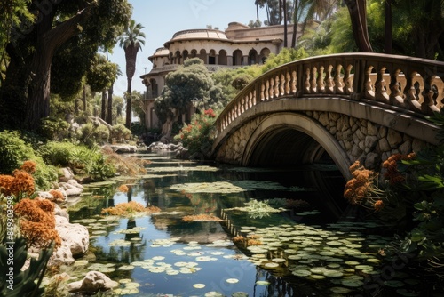 Serene Scenario Botanical Garden Orman, Cairo., generative IA photo