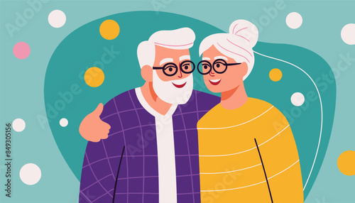 illustration Grandparentsday grandparents with grandson