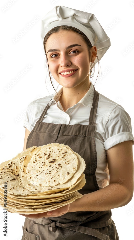 Female restaurant employee serving Spanish tortillas Female restaurant employee serving Spanish tortillas