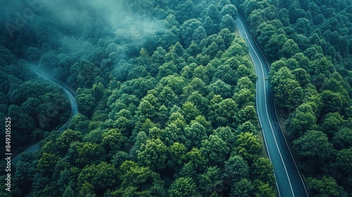 Winding Road Through Lush Green Forest © almeera
