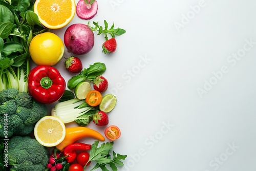 Proper nutrition banner copy space background healthy foods diet menu veggies fruits fresh Healthy lifestyles, advertising, and creative lifestyles, Generative AI.