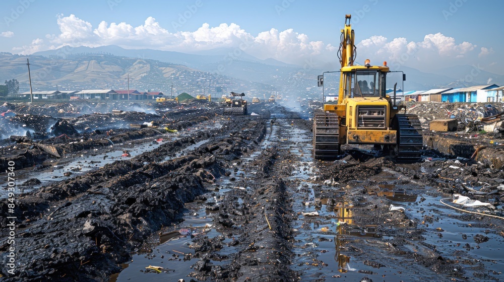 Heavy Machinery Working in a Wasteland Heavy Machinery Working in a Wasteland