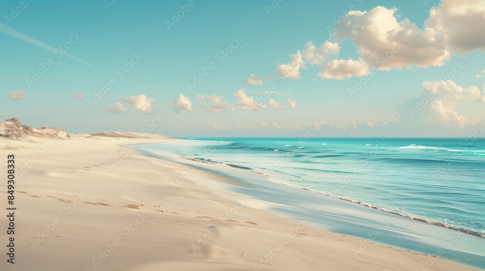 Fototapeta premium Beach with gentle waves on a sunny day