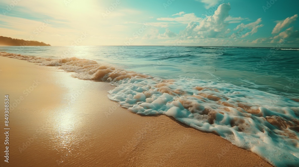 Beach with gentle waves on a sunny day Beach with gentle waves on a sunny day