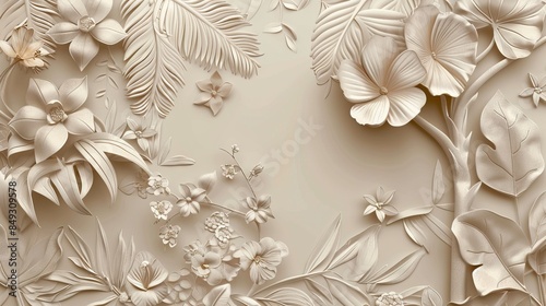 Wallpaper Mural 3d tropical leaves Wallpaper Background golden art for digital printing wallpaper, mural, custom design wallpaper. AI generated illustration Torontodigital.ca