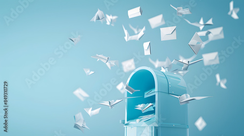 mailbox with flying letters illustration