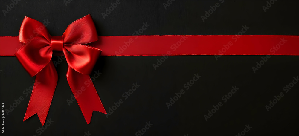 Red bow with ribbon on black background. Red bow with ribbon on black background.