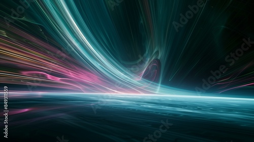 Bands of iridescent light weaving through an expanse of darkness, creating an otherworldly spectacle that captivates the imagination.