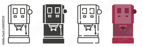 Coffee maker in different styles. Coffee machine. Making coffee.
