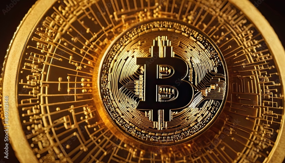 Obraz premium Bitcoin cryptocurrency digital money golden coin
