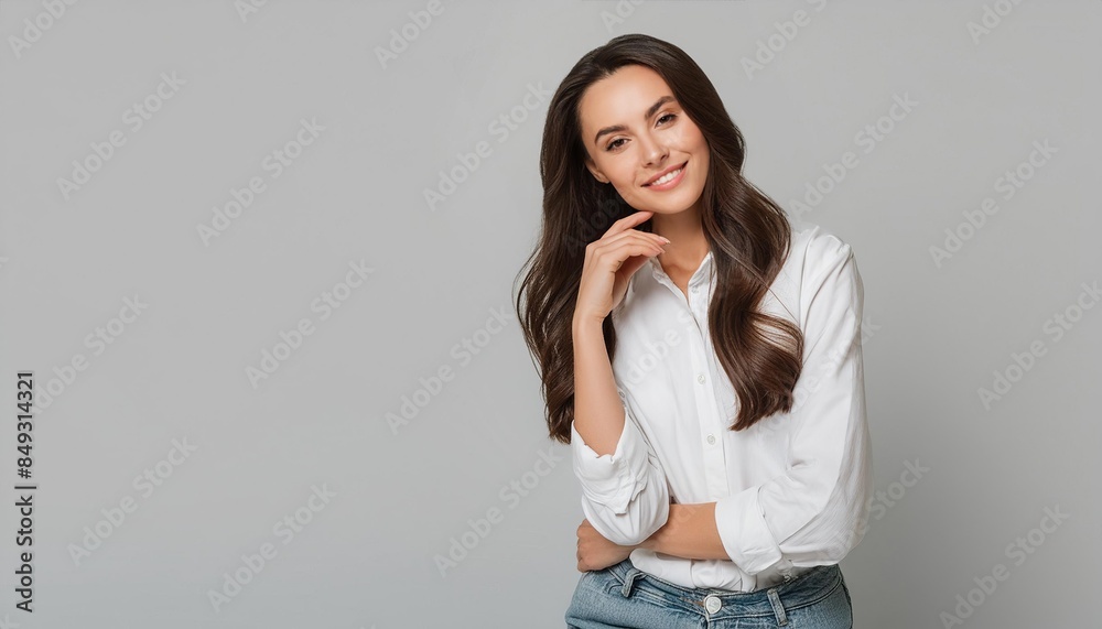 Beauty fashion portrait of smiling sensual young woman
