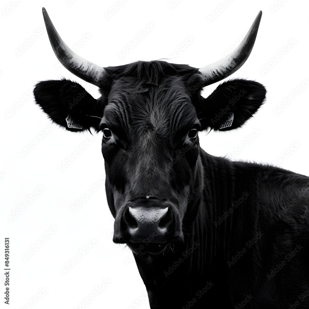 Naklejka premium Cow in white background