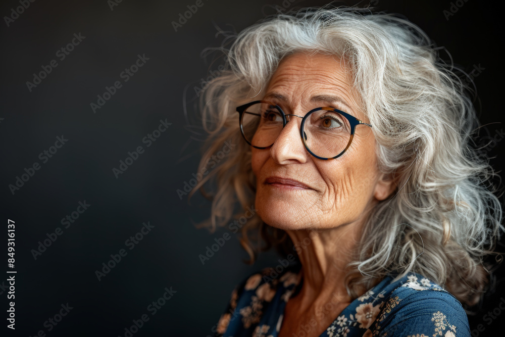 Close-up portrait of elderly Caucasian woman, studio photo Close-up portrait of elderly Caucasian woman, studio photo
