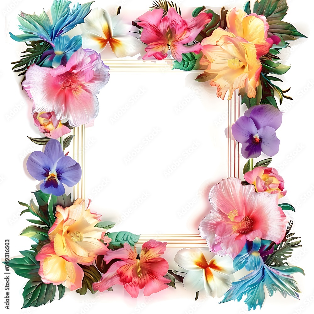 Obraz premium Realistic flowers frames isolated on white background 