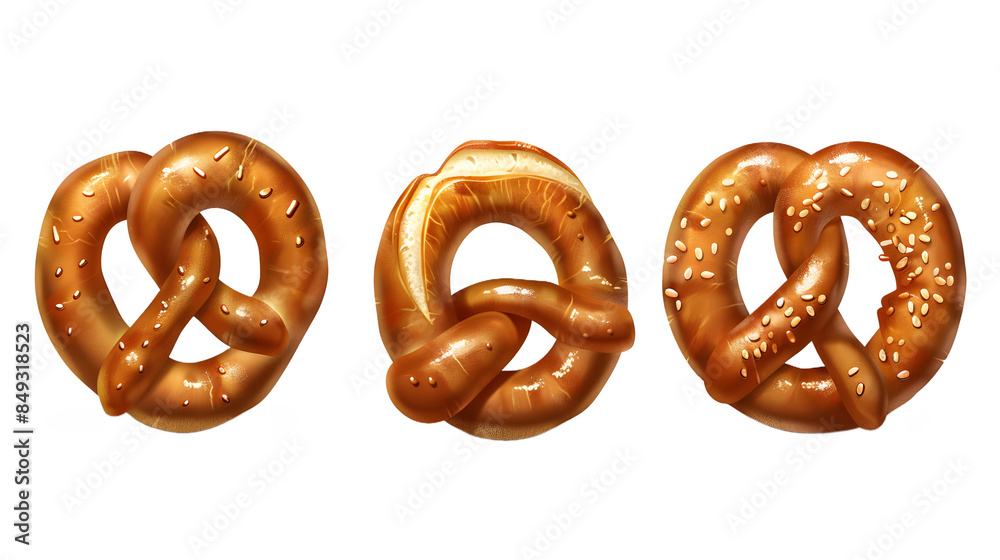 Delicious pretzels,, on white background Delicious pretzels,, on white background