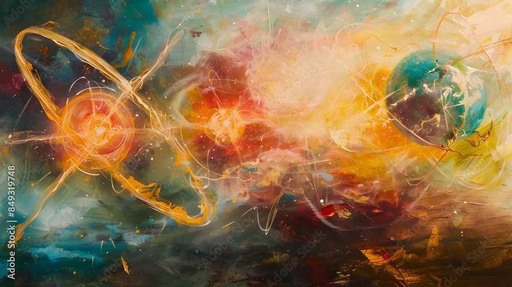 Ethereal Atomic Ballet Vibrant Brushstrokes of Nuclear Fission Ethereal Atomic Ballet Vibrant Brushstrokes of Nuclear Fission