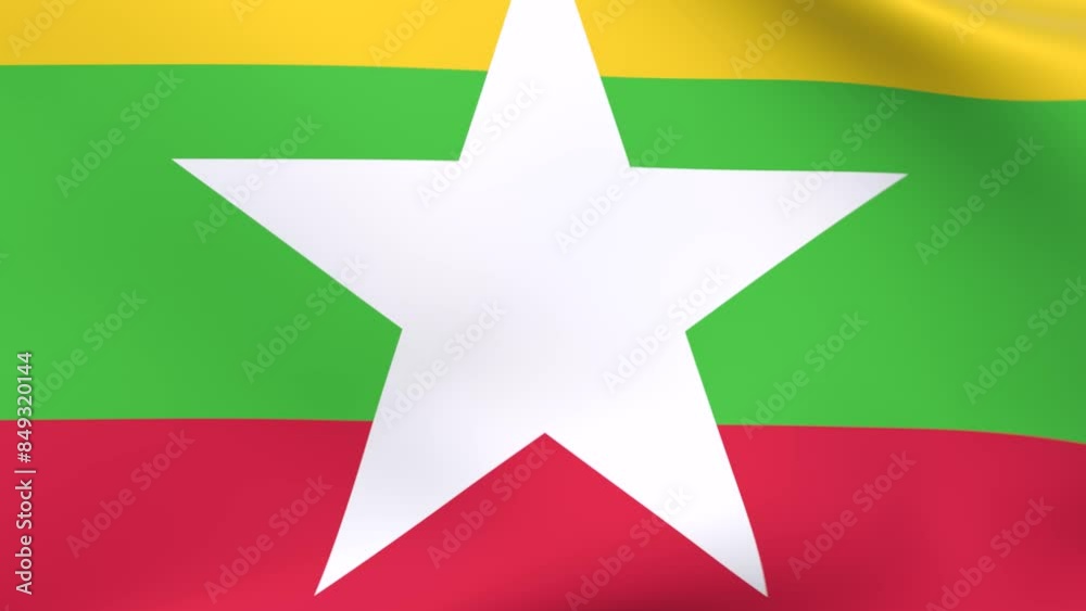 Waving flag of Myanmar Animation 3D render Method Waving flag of Myanmar Animation 3D render Method