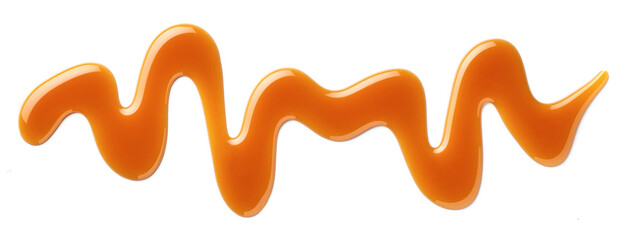 Caramel sauce swirl on white background