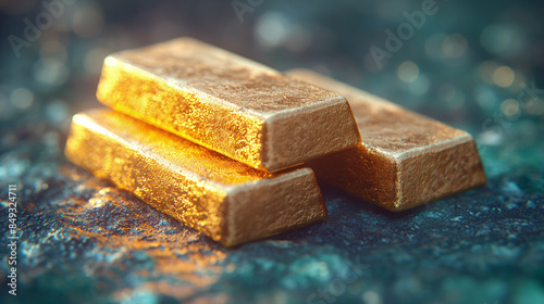 Gold ingots o a green background