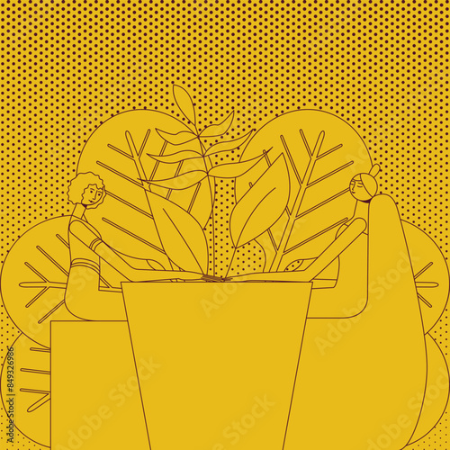 Manicure and hand-massage techniques. by professional manicurist in spa. SPA design concept.  Isolated vector illustration in retro style.