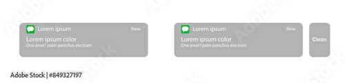 Obraz na płótnie Vector illustration of push notification dark theme template layout on iphone screen, read or delete message w salonie