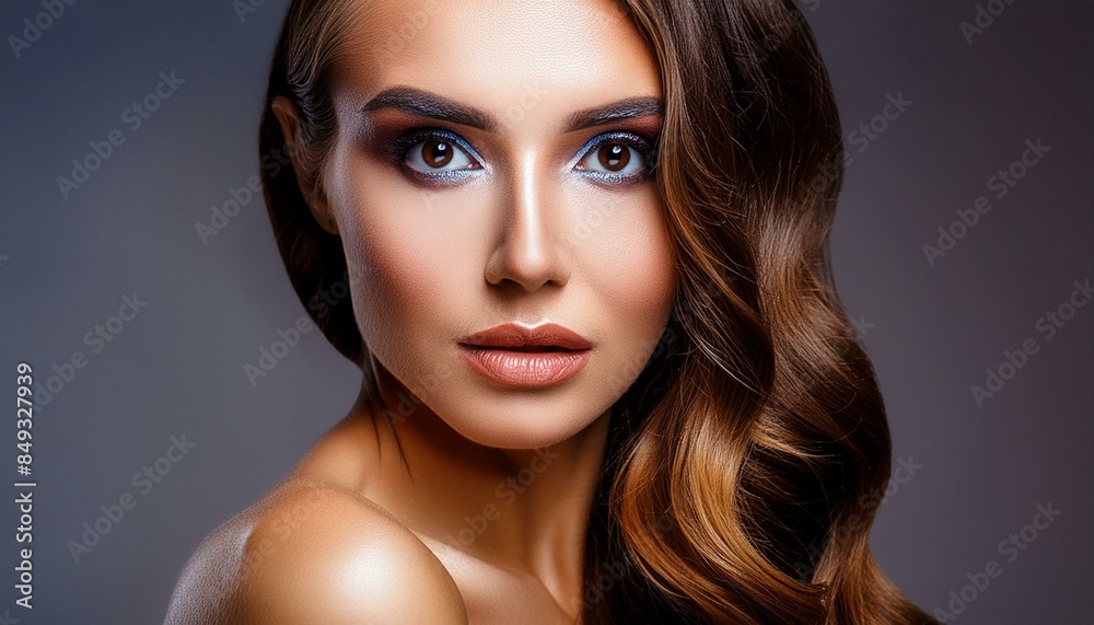 Fototapeta premium beautiful women with makeup elegance model sensuality close up bokeh effect