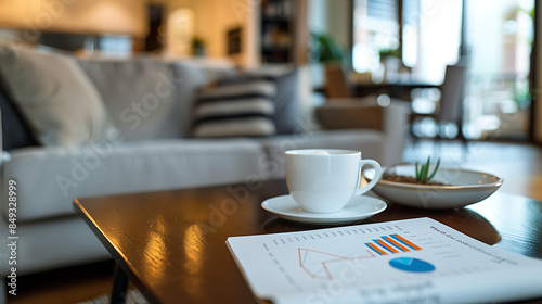 Business on coffee table, wallpaper, relaxation amidst business planning