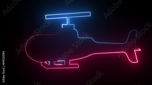 helicopter flay neon animaton 4k black backgraond