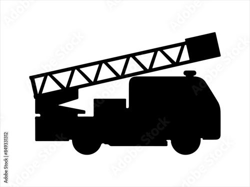 Fire truck silhouette isolated on white background. Fire truck icon vector illustration design.