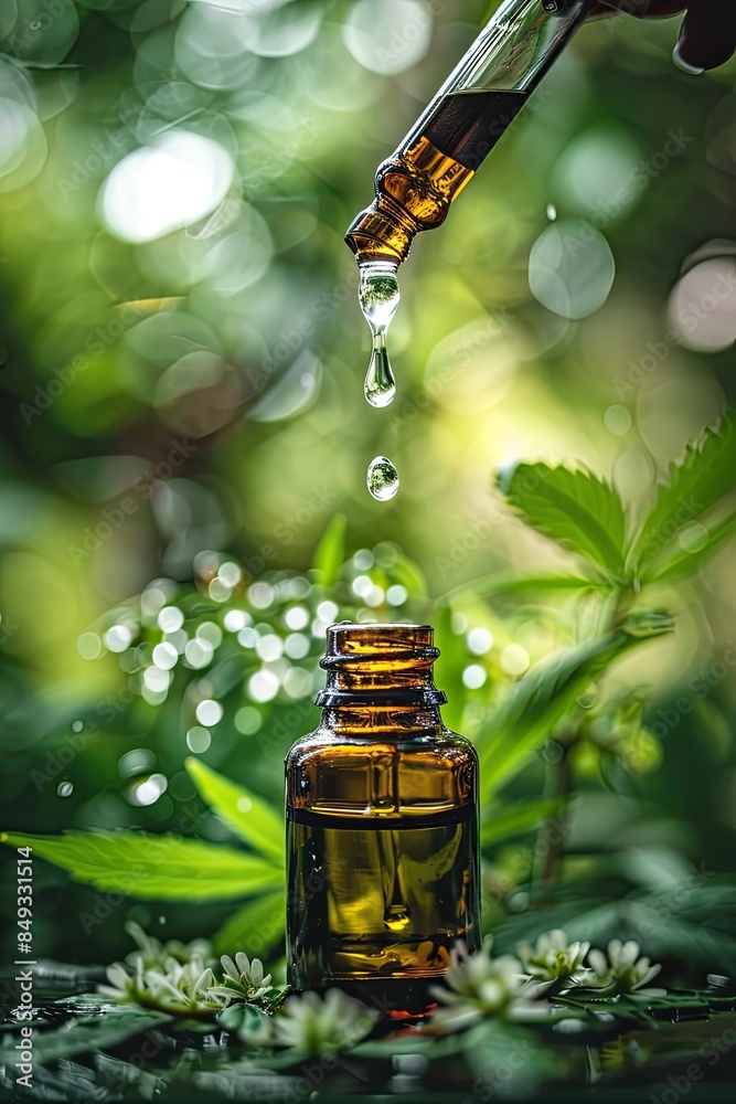 drops of hemp oil essential oil. Selective focus drops of hemp oil essential oil. Selective focus