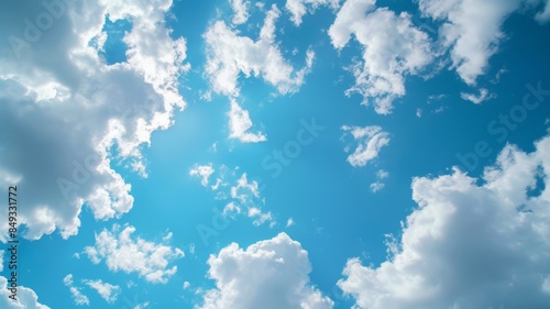 blue cloudy sky with beautiful sunbeams