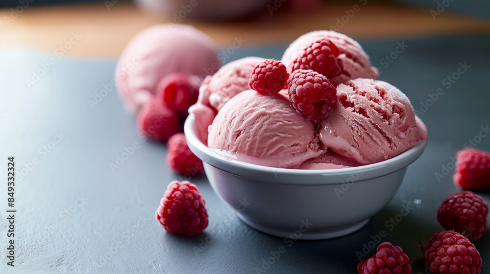 Bac de sorbet ou crème glacée à la framboise Bac de sorbet ou crème glacée à la framboise