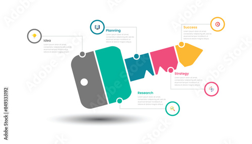 Key to success infographic template design with five steps