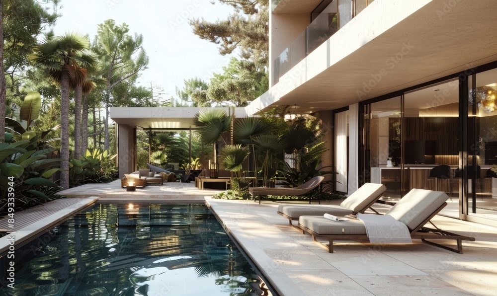 Fototapeta premium Modern mediterranean villa with swimming pool